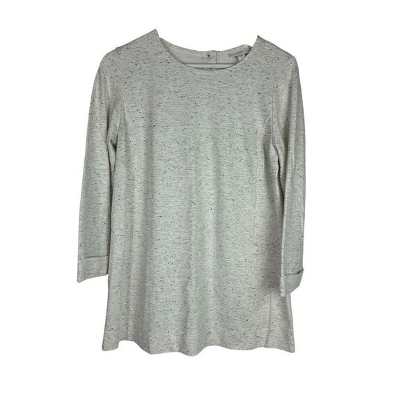 J Jill Small Tunic Cream Gray Black Speckled Ponte Cuffed Sleeve Top - Picture 1 of 7